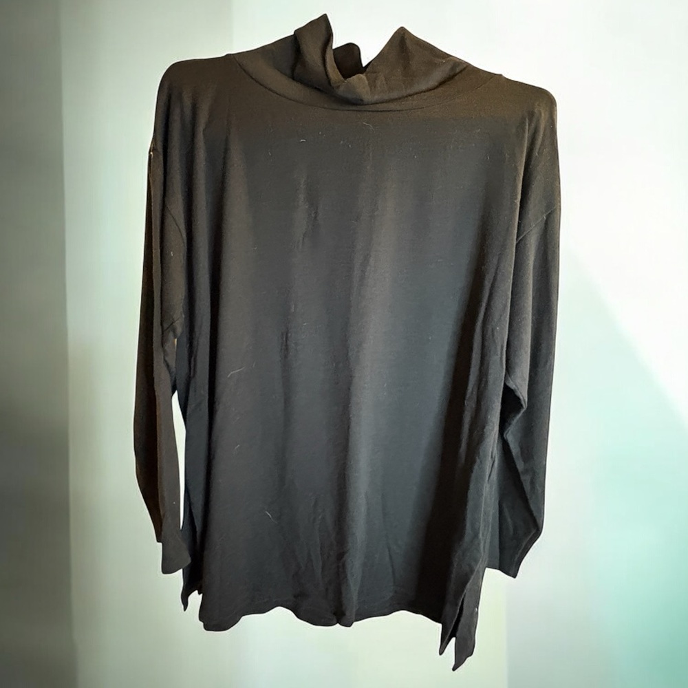 Vintage Oversized Eileen Fisher cotton cowl Pullover S Baggy W Side Splits
